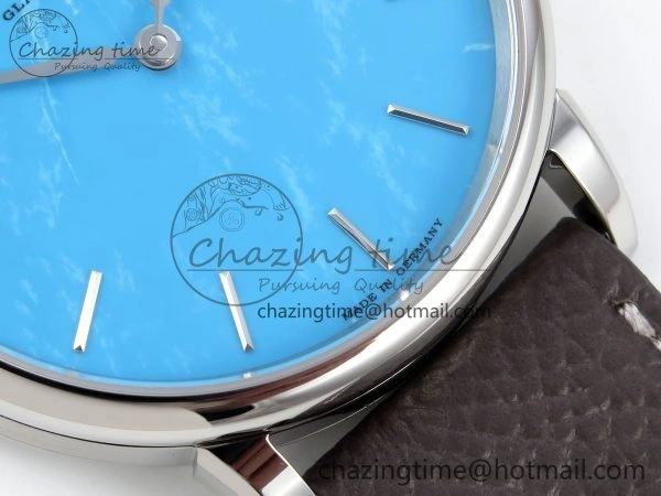 Durable Saxonia Thin SS F8F Edition Tiffany Blue Dial on Brown Leather Strap A23J 4161