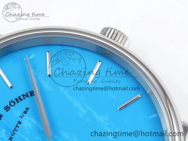 Durable Saxonia Thin SS F8F Edition Tiffany Blue Dial on Brown Leather Strap A23J 4161
