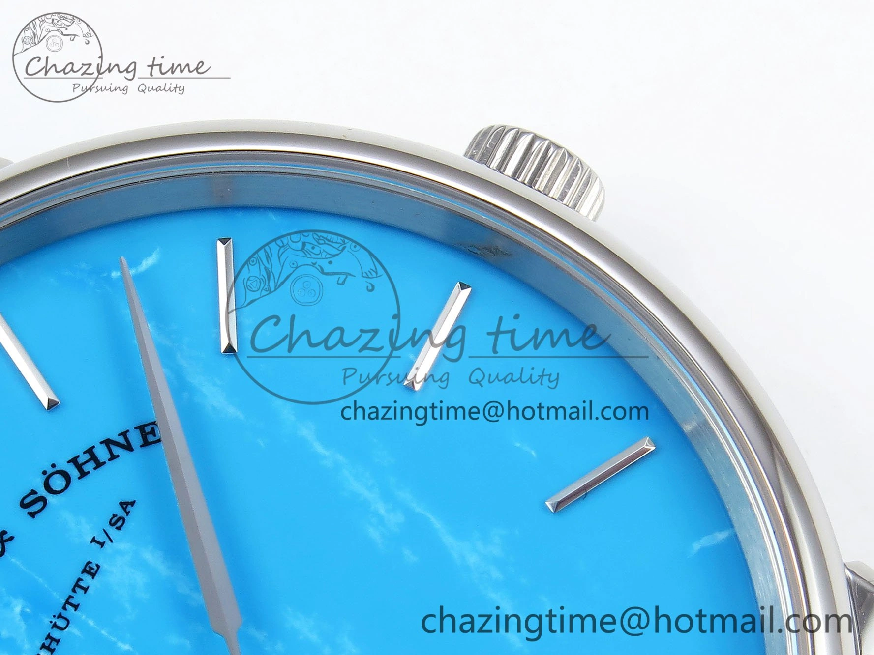 Durable Saxonia Thin SS F8F Edition Tiffany Blue Dial on Brown Leather Strap A23J 4161