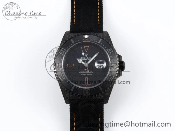 Sea Dweller 43mm Carbon DIWF Best Edition Black Dial Orange Markers on Black Nylon Strap A Supportive 1671