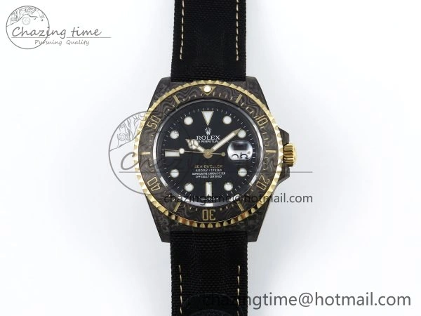 StreetReady Sea Dweller 43mm Carbon DIWF Best Edition Black Dial YG Bezel on Black Nylon Strap A 1667