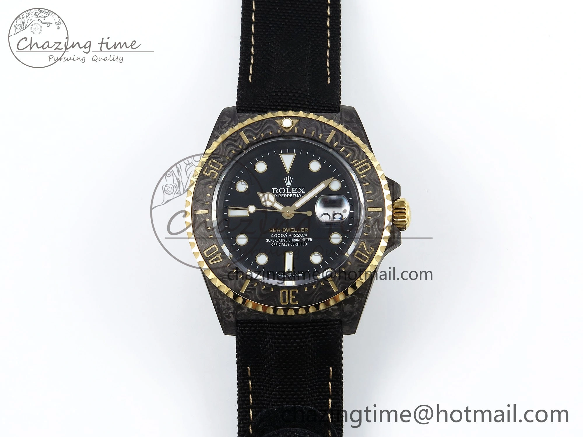 StreetReady Sea Dweller 43mm Carbon DIWF Best Edition Black Dial YG Bezel on Black Nylon Strap A 1667