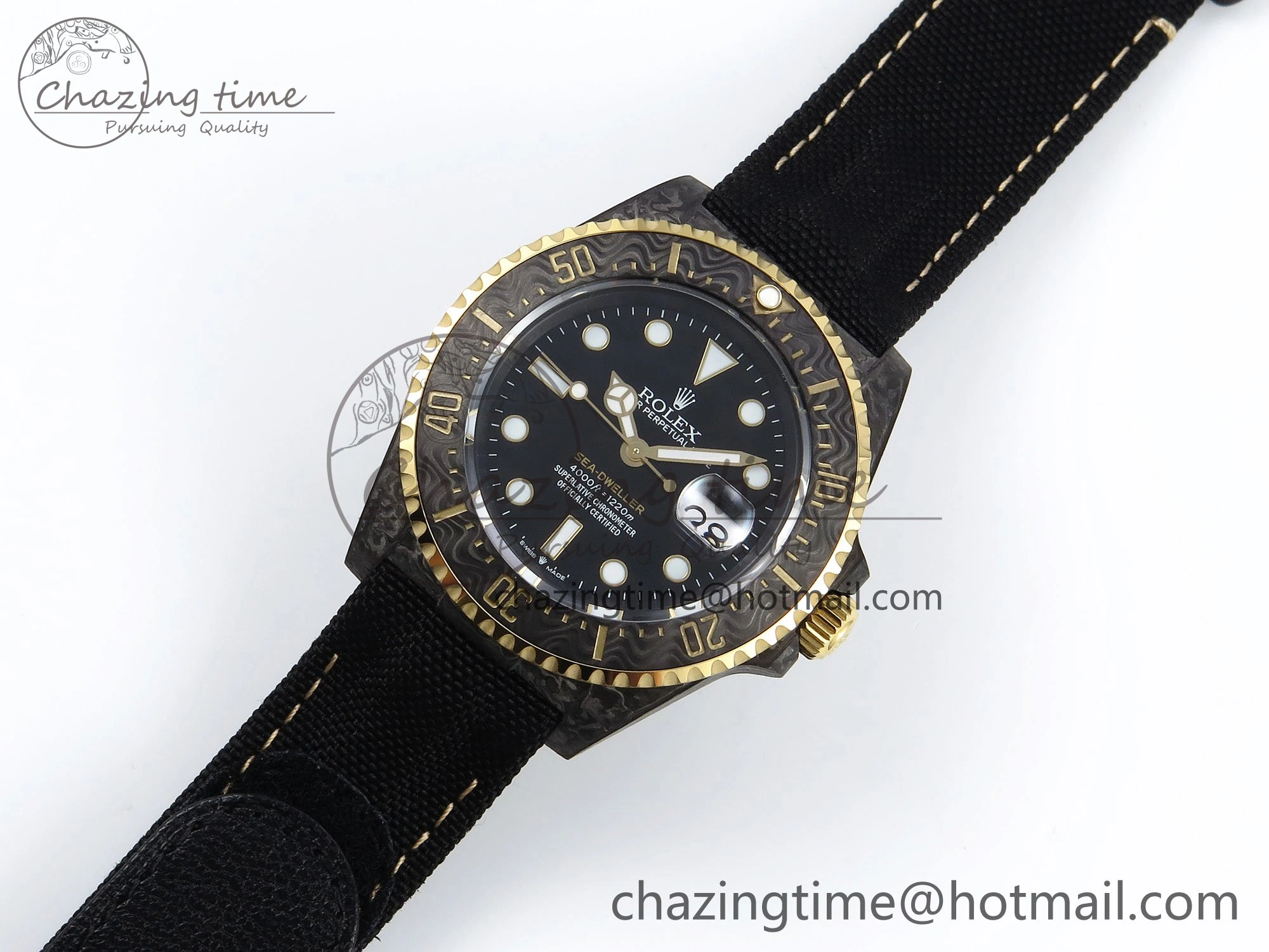 StreetReady Sea Dweller 43mm Carbon DIWF Best Edition Black Dial YG Bezel on Black Nylon Strap A 1667