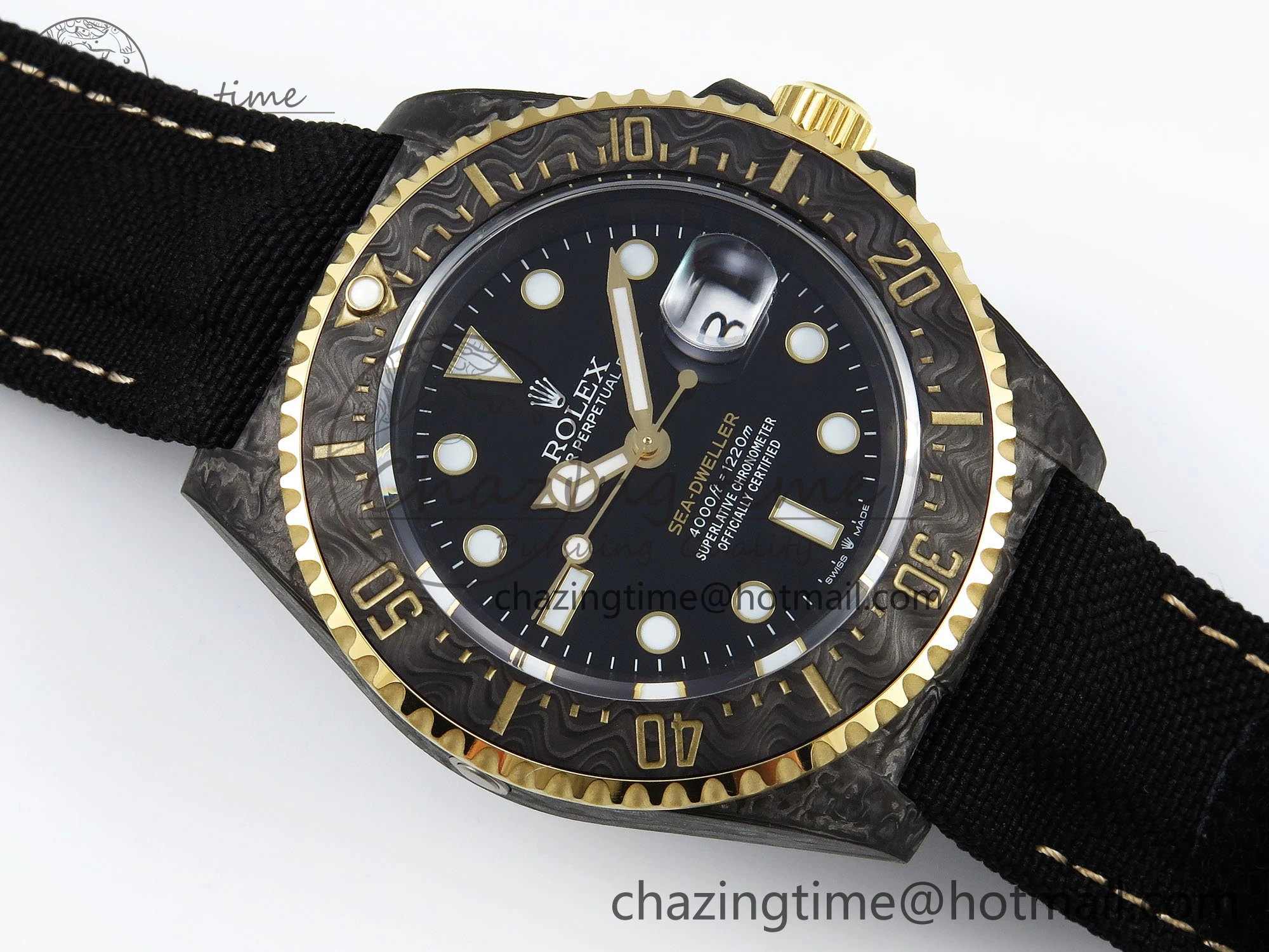 StreetReady Sea Dweller 43mm Carbon DIWF Best Edition Black Dial YG Bezel on Black Nylon Strap A 1667