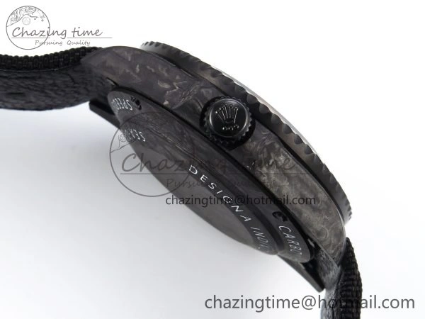 BestValue Sea Dweller 43mm Carbon DIWF Best Edition Black Dial on Black Nylon Strap A 1670