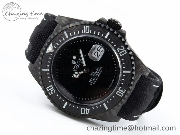 BestValue Sea Dweller 43mm Carbon DIWF Best Edition Black Dial on Black Nylon Strap A 1670