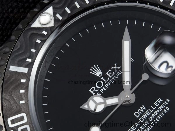 BestValue Sea Dweller 43mm Carbon DIWF Best Edition Black Dial on Black Nylon Strap A 1670