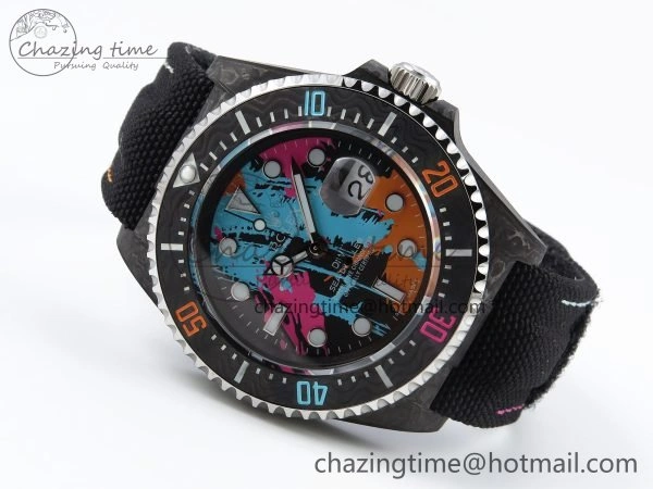 Sea Dweller 43mm Carbon DIWF Best Edition Graffiti Dial on Black Nylon Strap A Unique 1669
