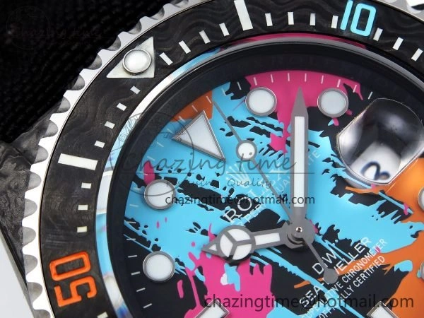 Sea Dweller 43mm Carbon DIWF Best Edition Graffiti Dial on Black Nylon Strap A Unique 1669