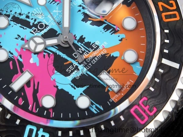 Sea Dweller 43mm Carbon DIWF Best Edition Graffiti Dial on Black Nylon Strap A Unique 1669