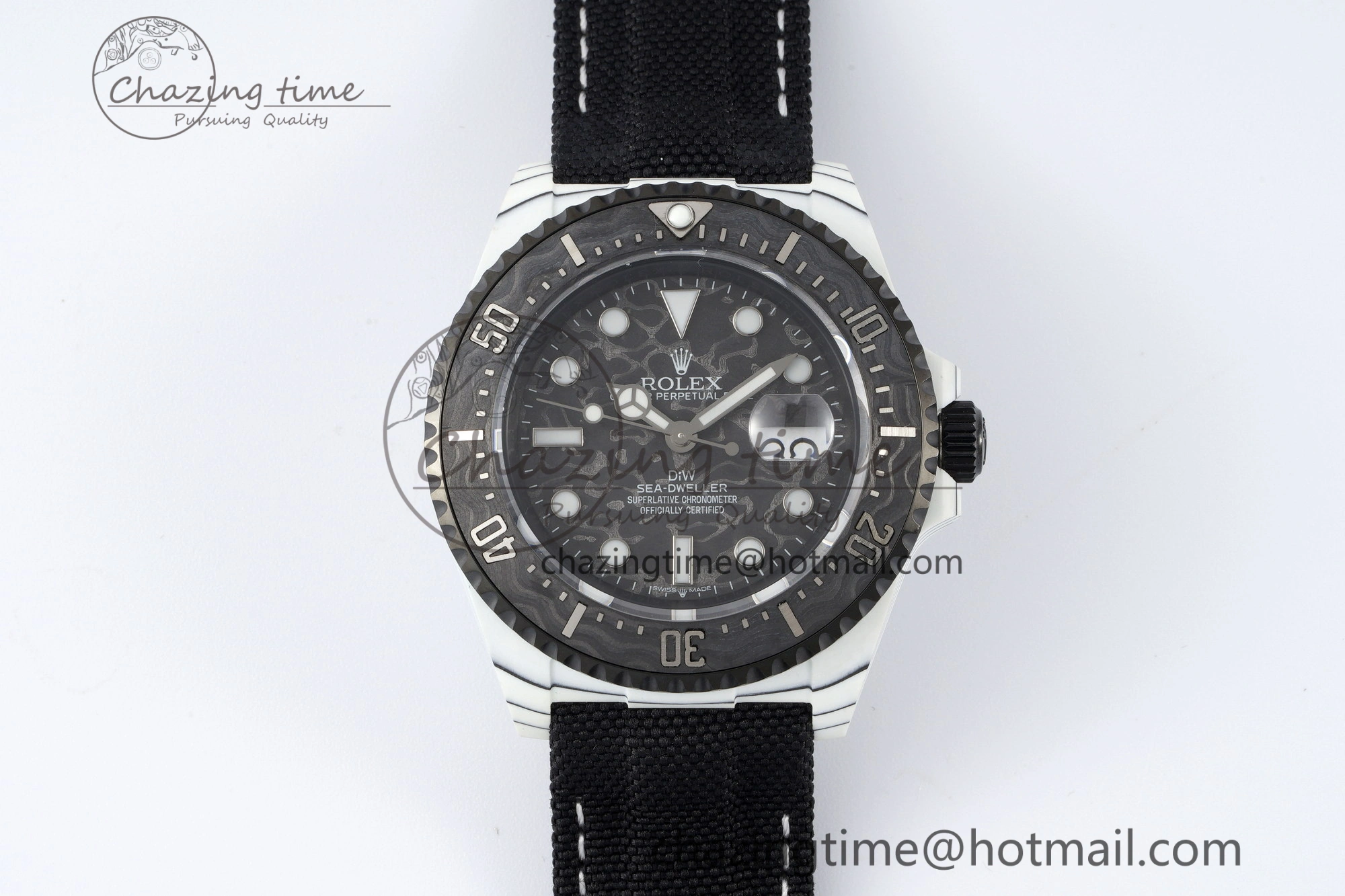 Sea Dweller 43mm ‘IRBIS’ DIWF Best Edition Carbon Dial on Black Nylon Strap A Comfortable 2152