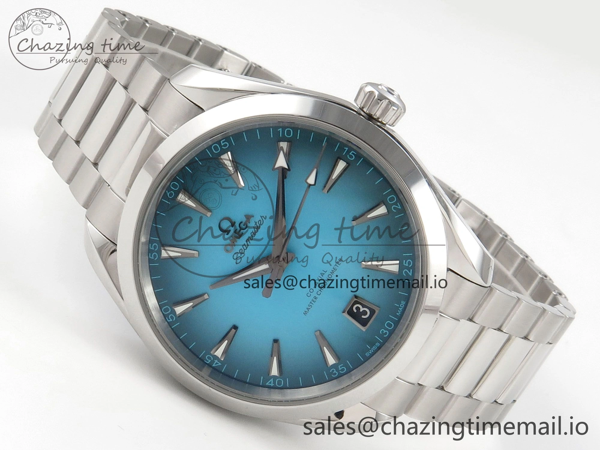 Modern Seamaster 150M SS VSF 1:1 Best Edition Turquoise Blue Dial on SS Bracelet A8900 Super Clone 7661
