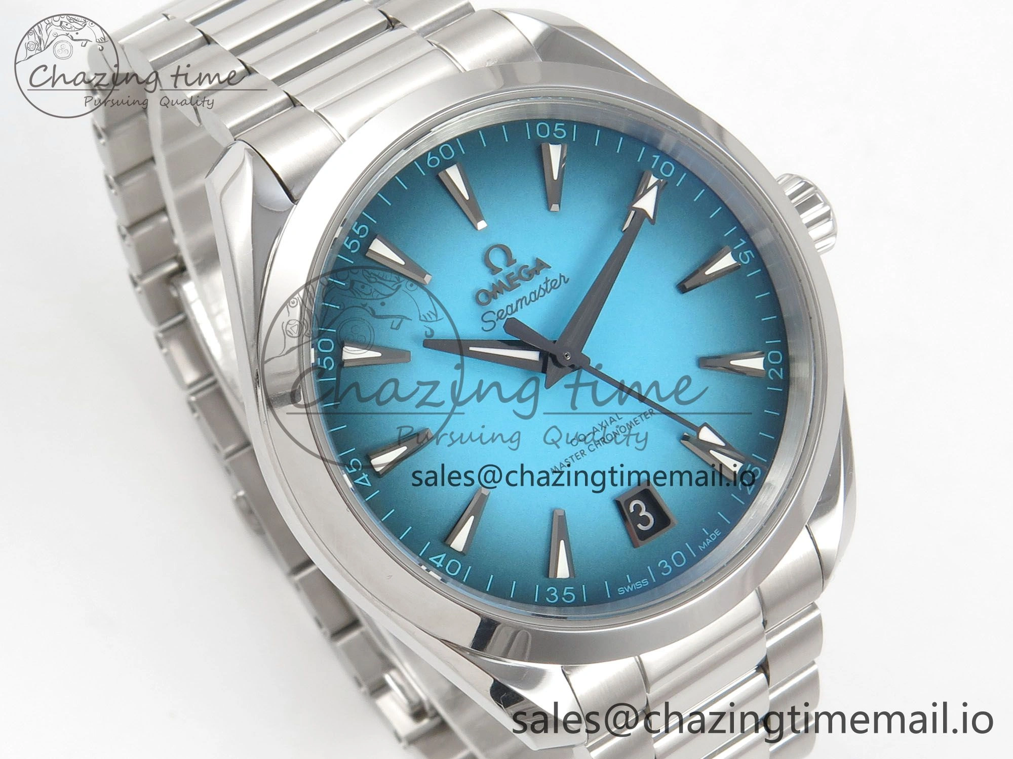 Modern Seamaster 150M SS VSF 1:1 Best Edition Turquoise Blue Dial on SS Bracelet A8900 Super Clone 7661