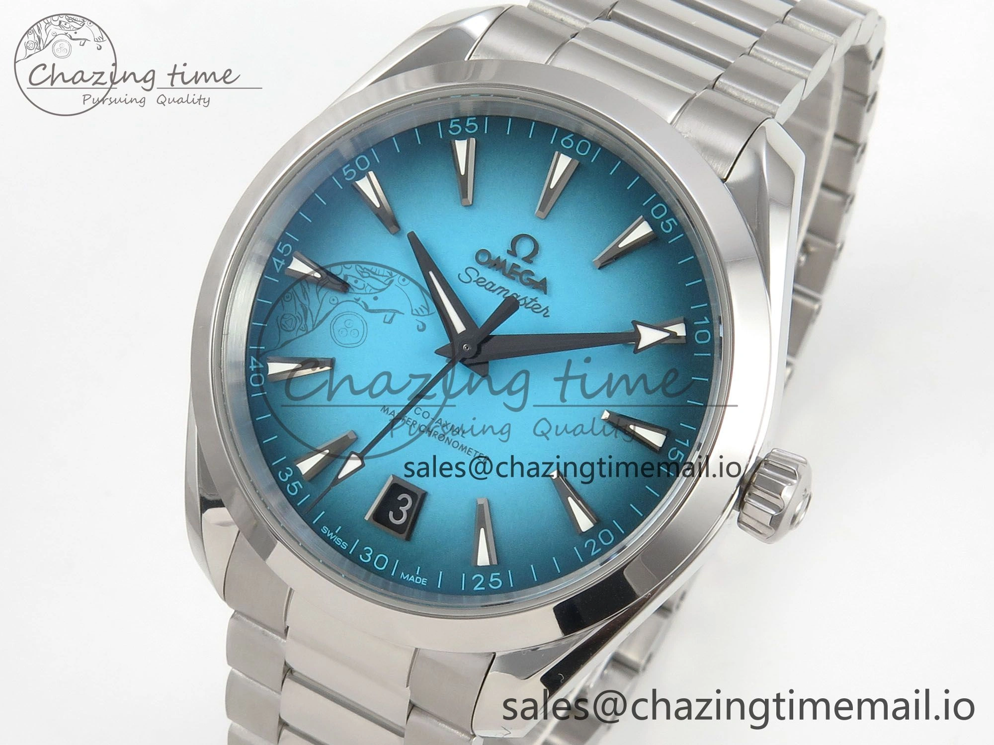 Modern Seamaster 150M SS VSF 1:1 Best Edition Turquoise Blue Dial on SS Bracelet A8900 Super Clone 7661