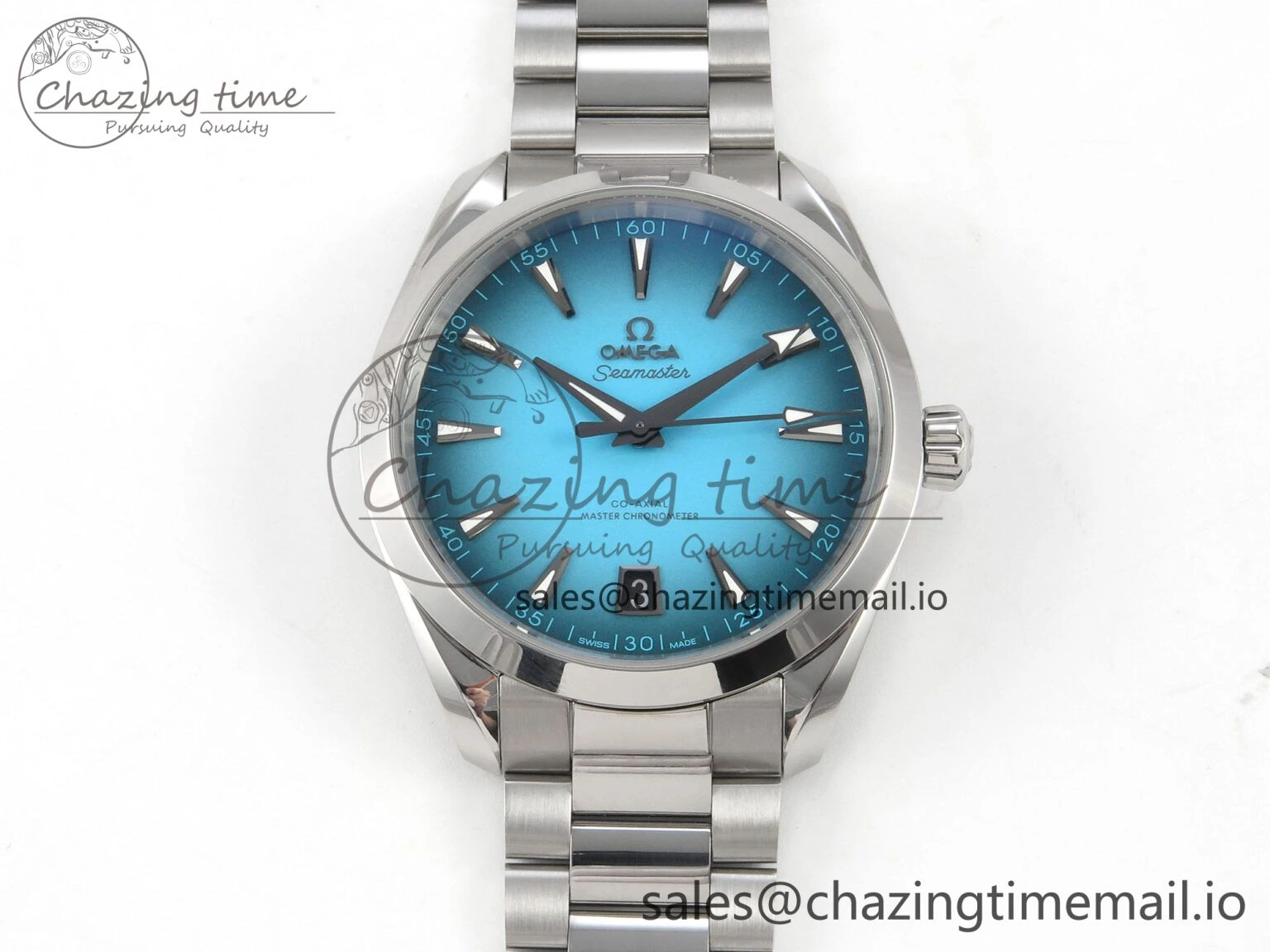 Modern Seamaster 150M SS VSF 1:1 Best Edition Turquoise Blue Dial on SS Bracelet A8900 Super Clone 7661