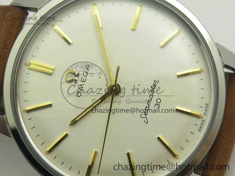 Seamaster 30 1962 SS TW Best Edition White Dial YG Markers On Leather Strap MIYOTA AllSeason 8080