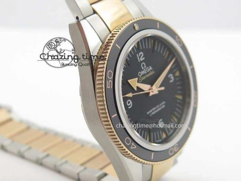 Durable Seamaster 300 Master Co-Axial Liquidmetal V6F Best Edition RG Bezel On SS RG Bracelet A8400 (Free Nylon Strap) 8267