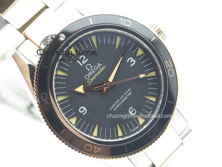 Durable Seamaster 300 Master Co-Axial Liquidmetal V6F Best Edition RG Bezel On SS RG Bracelet A8400 (Free Nylon Strap) 8267