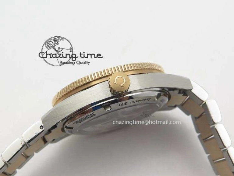 Durable Seamaster 300 Master Co-Axial Liquidmetal V6F Best Edition RG Bezel On SS RG Bracelet A8400 (Free Nylon Strap) 8267