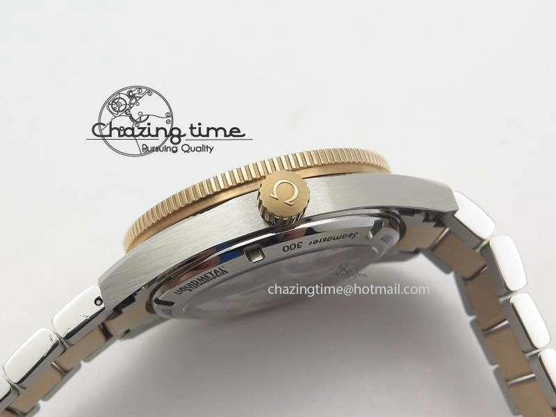 Durable Seamaster 300 Master Co-Axial Liquidmetal V6F Best Edition RG Bezel On SS RG Bracelet A8400 (Free Nylon Strap) 8267
