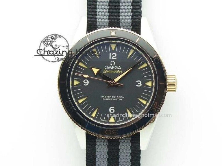 Durable Seamaster 300 Master Co-Axial Liquidmetal V6F Best Edition RG Bezel On SS RG Bracelet A8400 (Free Nylon Strap) 8267