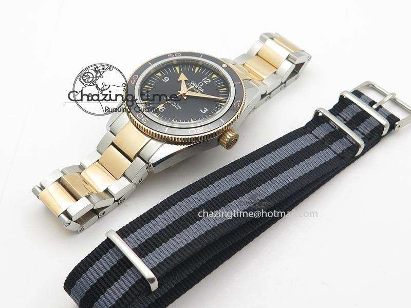 Durable Seamaster 300 Master Co-Axial Liquidmetal V6F Best Edition RG Bezel On SS RG Bracelet A8400 (Free Nylon Strap) 8267