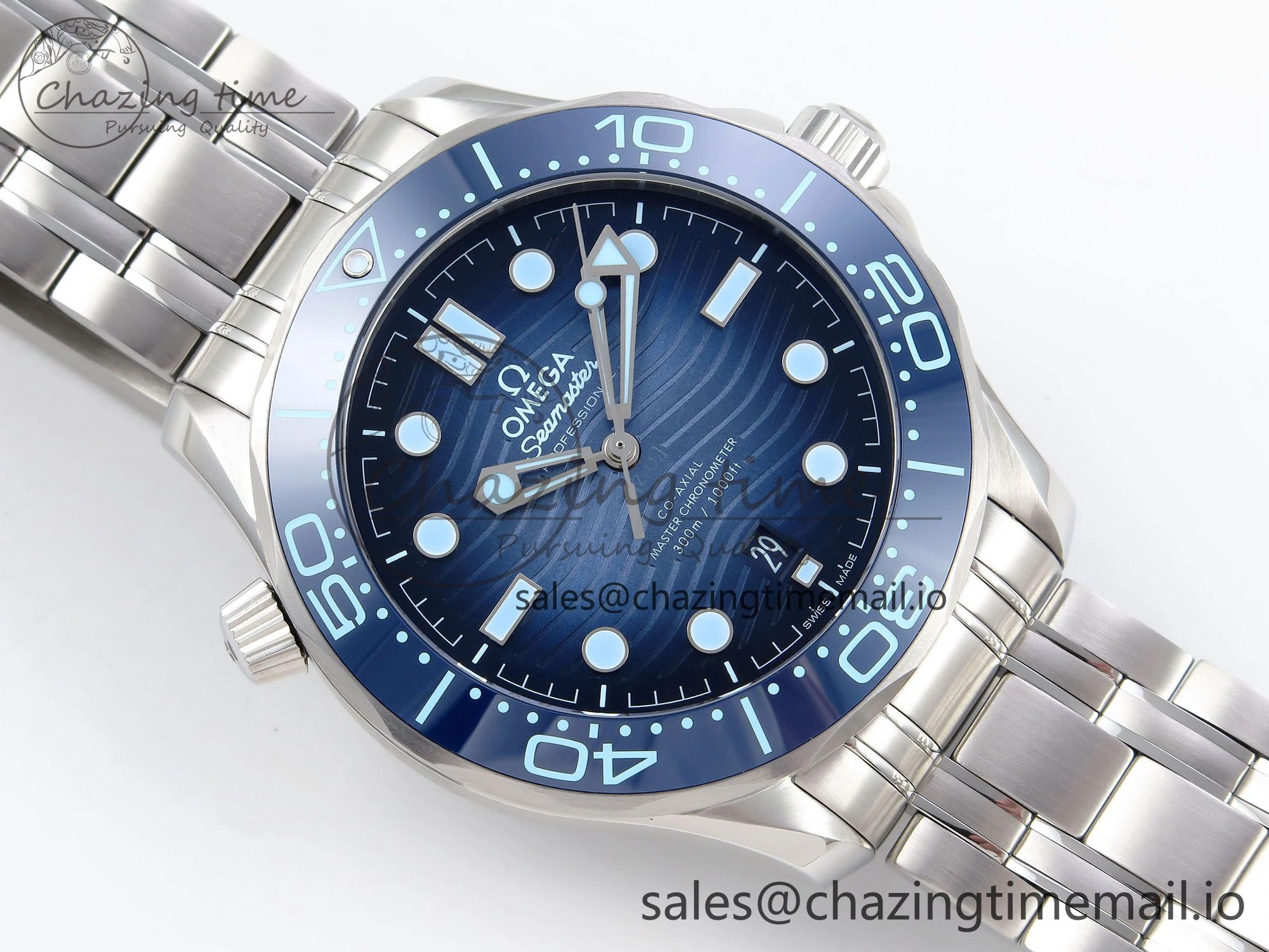 Seamaster 300 VSF 1:1 Best Edition Summer Blue Dial on SS Bracelet A Practical 7717