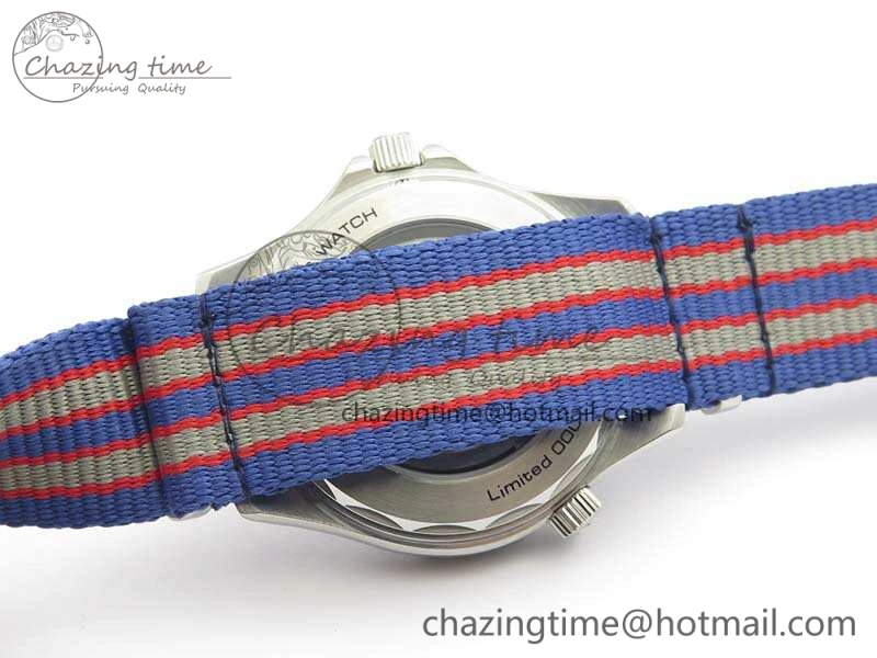 Seamaster 300M 007 SS URF 1:1 Best Edition White Dial Ceramic Bezel On Nylon Strap A2507(Free SS Bracelet) Functional 8118