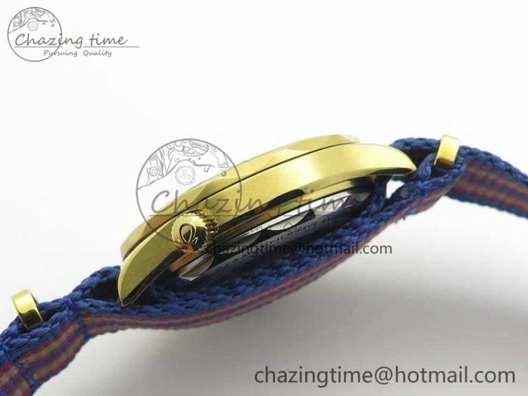Tailored Seamaster 300M 007 YG URF 1:1 Best Edition White Dial Ceramic Bezel On Nylon Strap A 8115