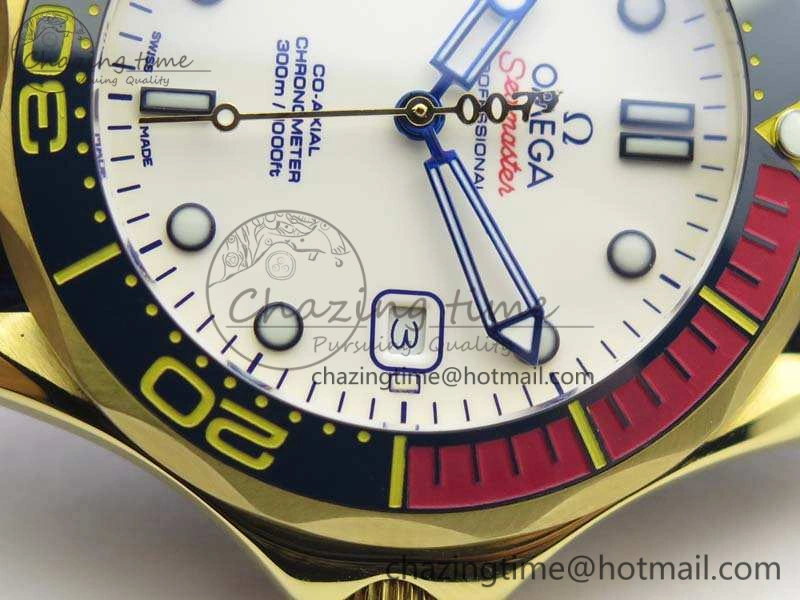 Tailored Seamaster 300M 007 YG URF 1:1 Best Edition White Dial Ceramic Bezel On Nylon Strap A 8115