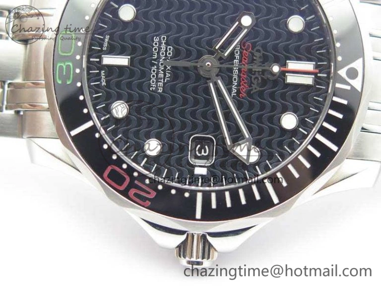 Practical Seamaster 300M 2016 Olympic SS OMF 1:1 Best Edition Black Dial Ceramic Bezel On SS Bracelet A 8149