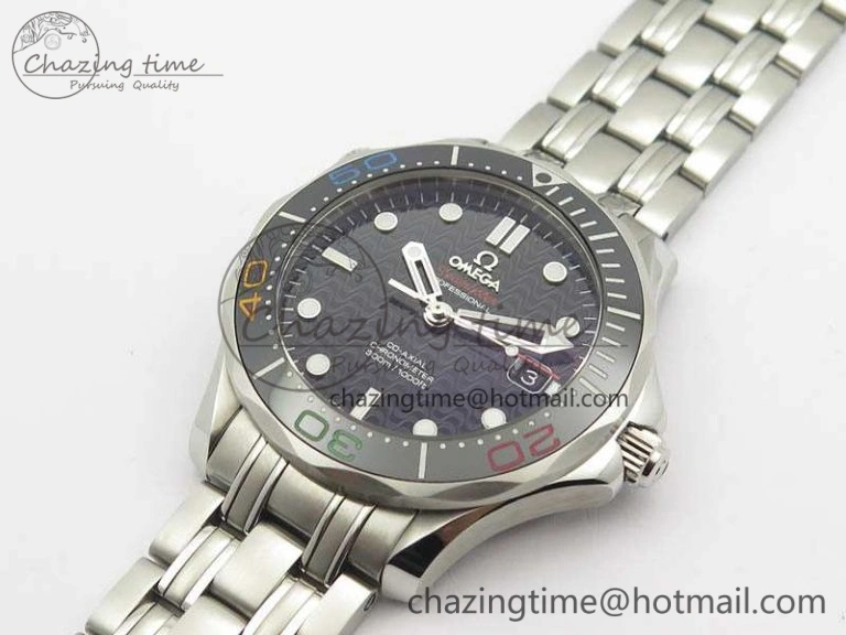 Practical Seamaster 300M 2016 Olympic SS OMF 1:1 Best Edition Black Dial Ceramic Bezel On SS Bracelet A 8149