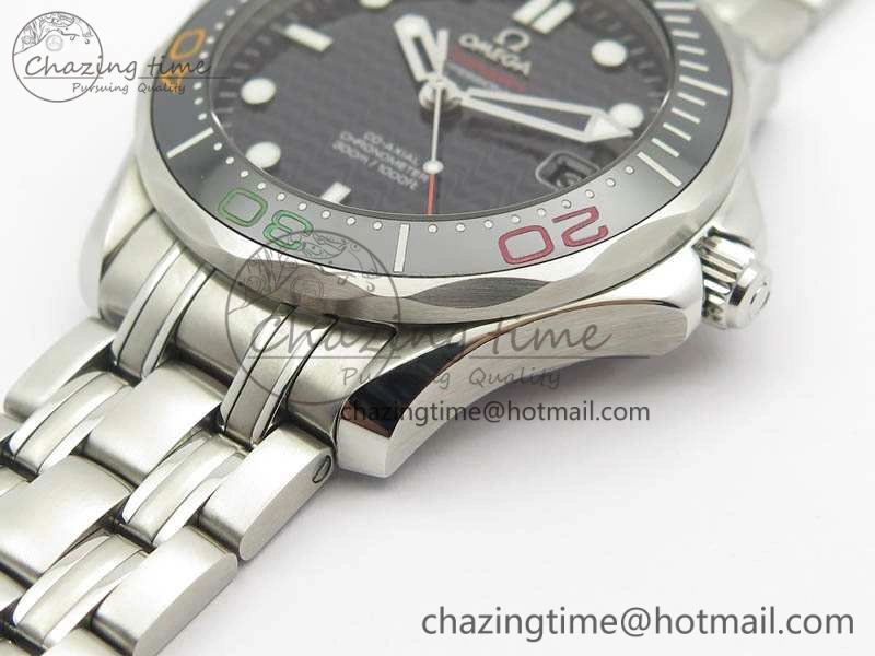 Practical Seamaster 300M 2016 Olympic SS OMF 1:1 Best Edition Black Dial Ceramic Bezel On SS Bracelet A 8149