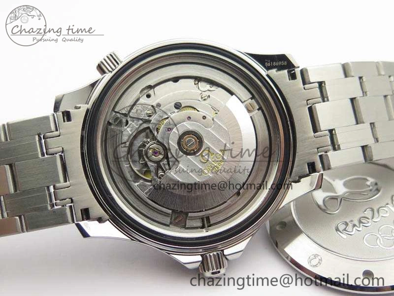 Practical Seamaster 300M 2016 Olympic SS OMF 1:1 Best Edition Black Dial Ceramic Bezel On SS Bracelet A 8149