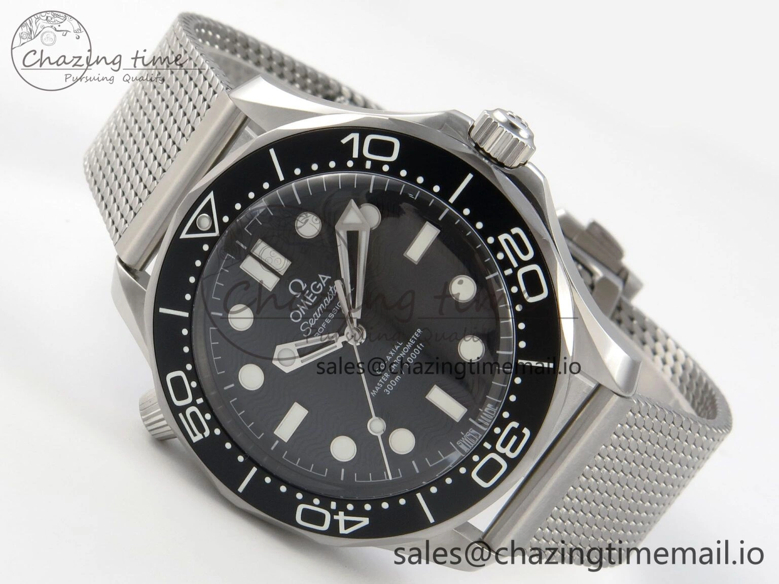 FreshLook Seamaster 300M 42mm SS VSF Best Edition Black Dial On Mesh Bracelet A 7658