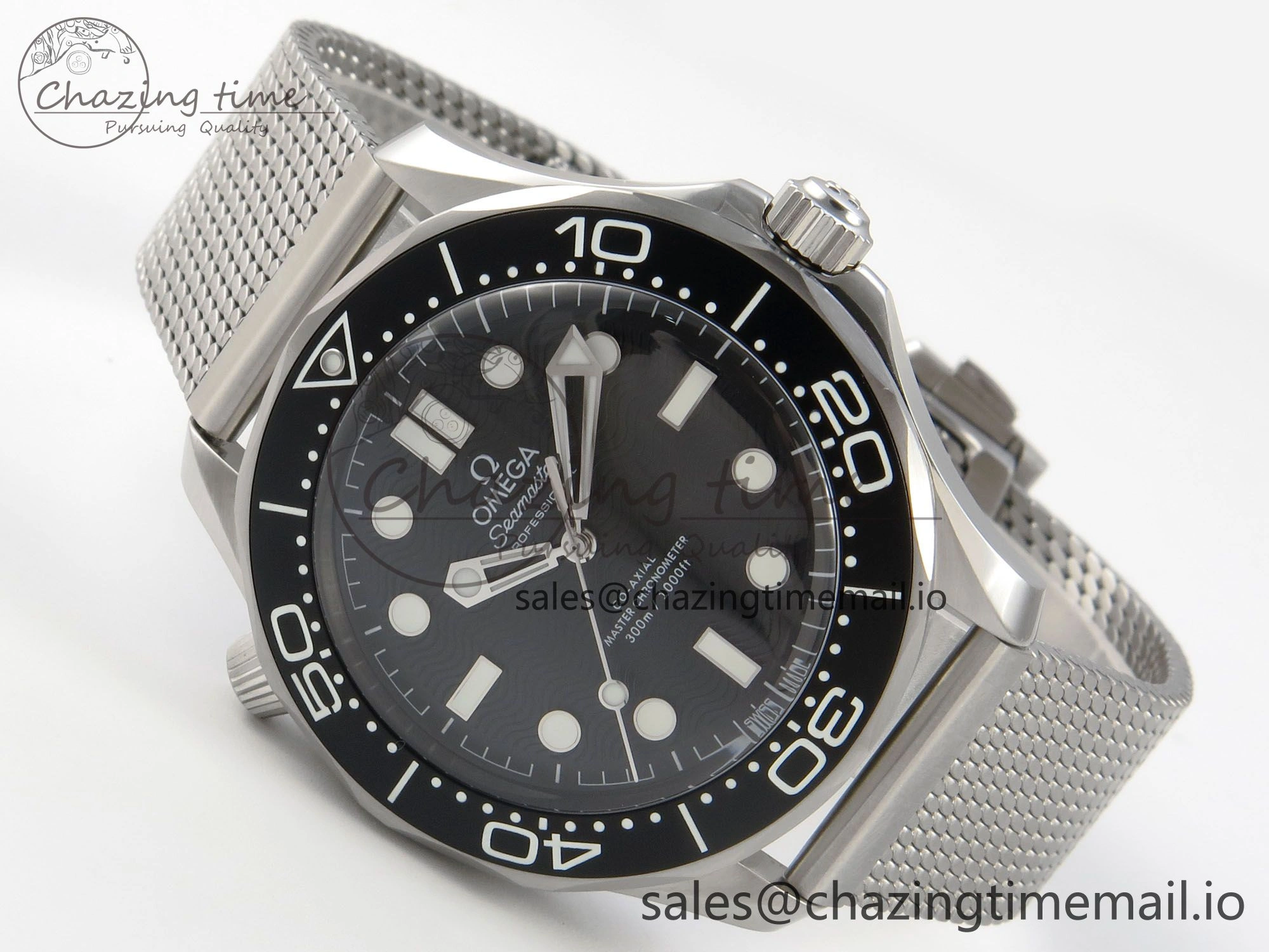 FreshLook Seamaster 300M 42mm SS VSF Best Edition Black Dial On Mesh Bracelet A 7658