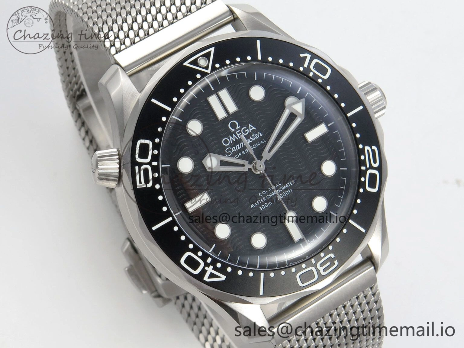 FreshLook Seamaster 300M 42mm SS VSF Best Edition Black Dial On Mesh Bracelet A 7658