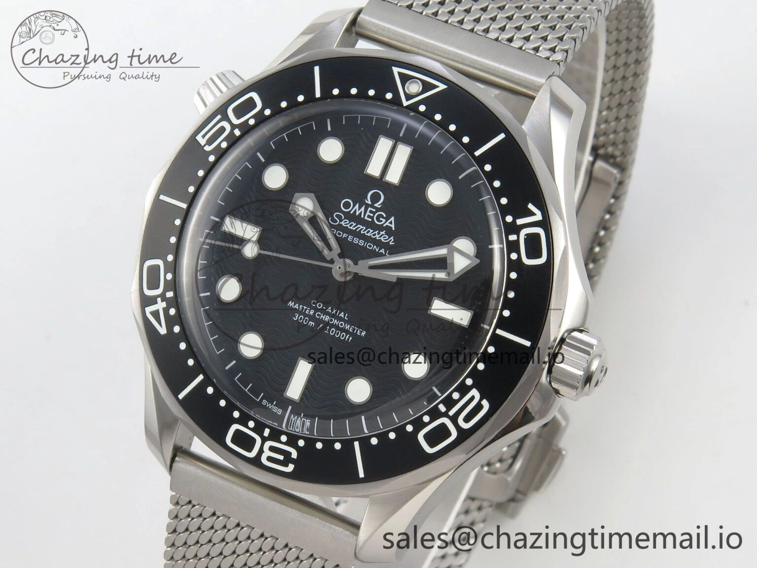 FreshLook Seamaster 300M 42mm SS VSF Best Edition Black Dial On Mesh Bracelet A 7658