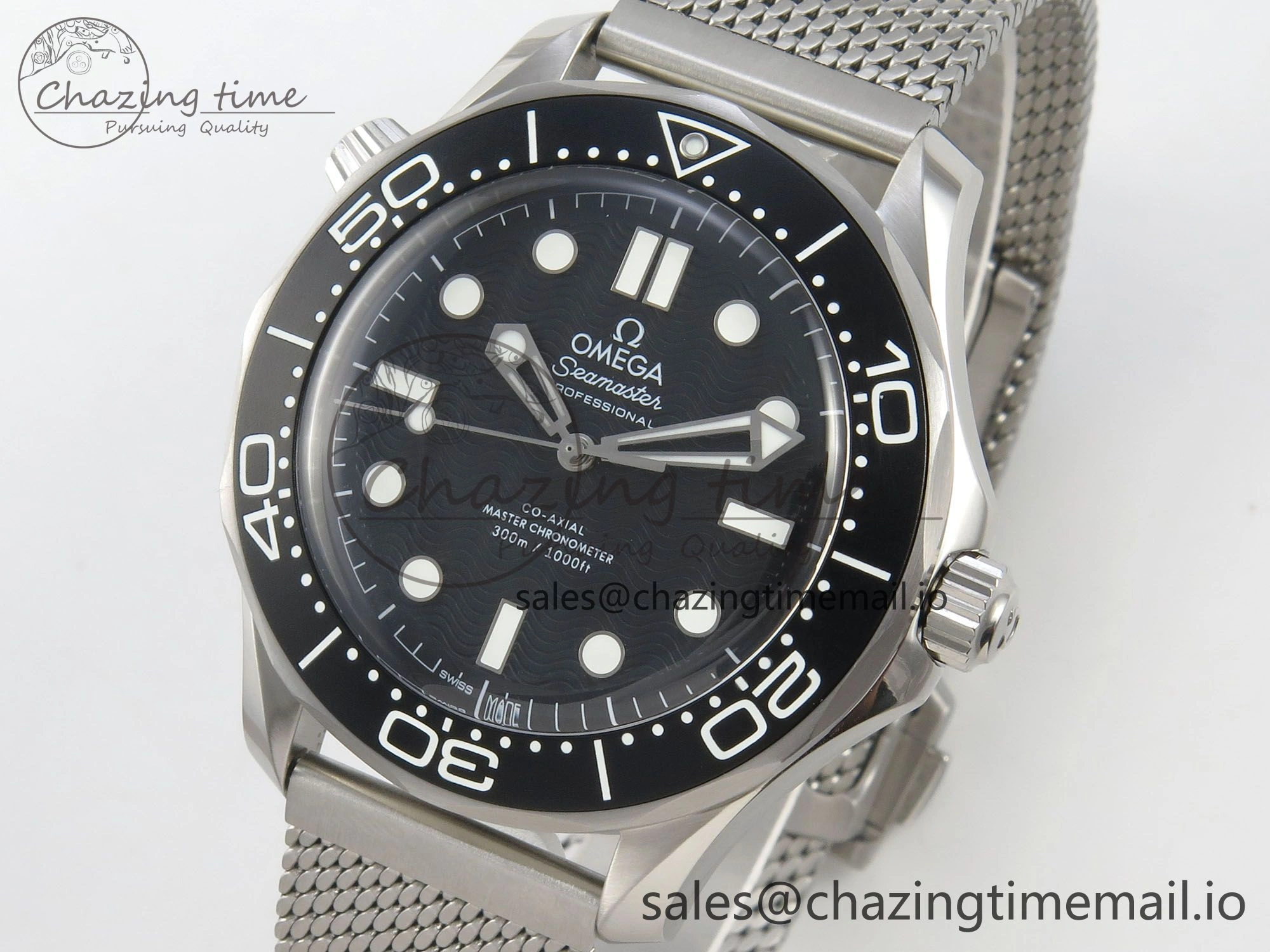 FreshLook Seamaster 300M 42mm SS VSF Best Edition Black Dial On Mesh Bracelet A 7658