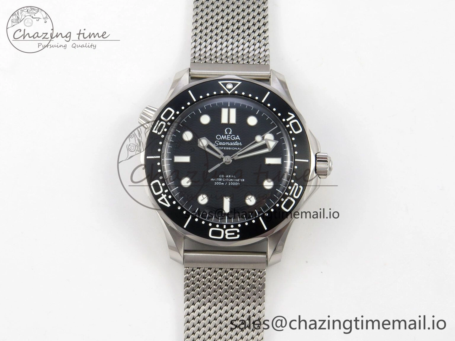 FreshLook Seamaster 300M 42mm SS VSF Best Edition Black Dial On Mesh Bracelet A 7658