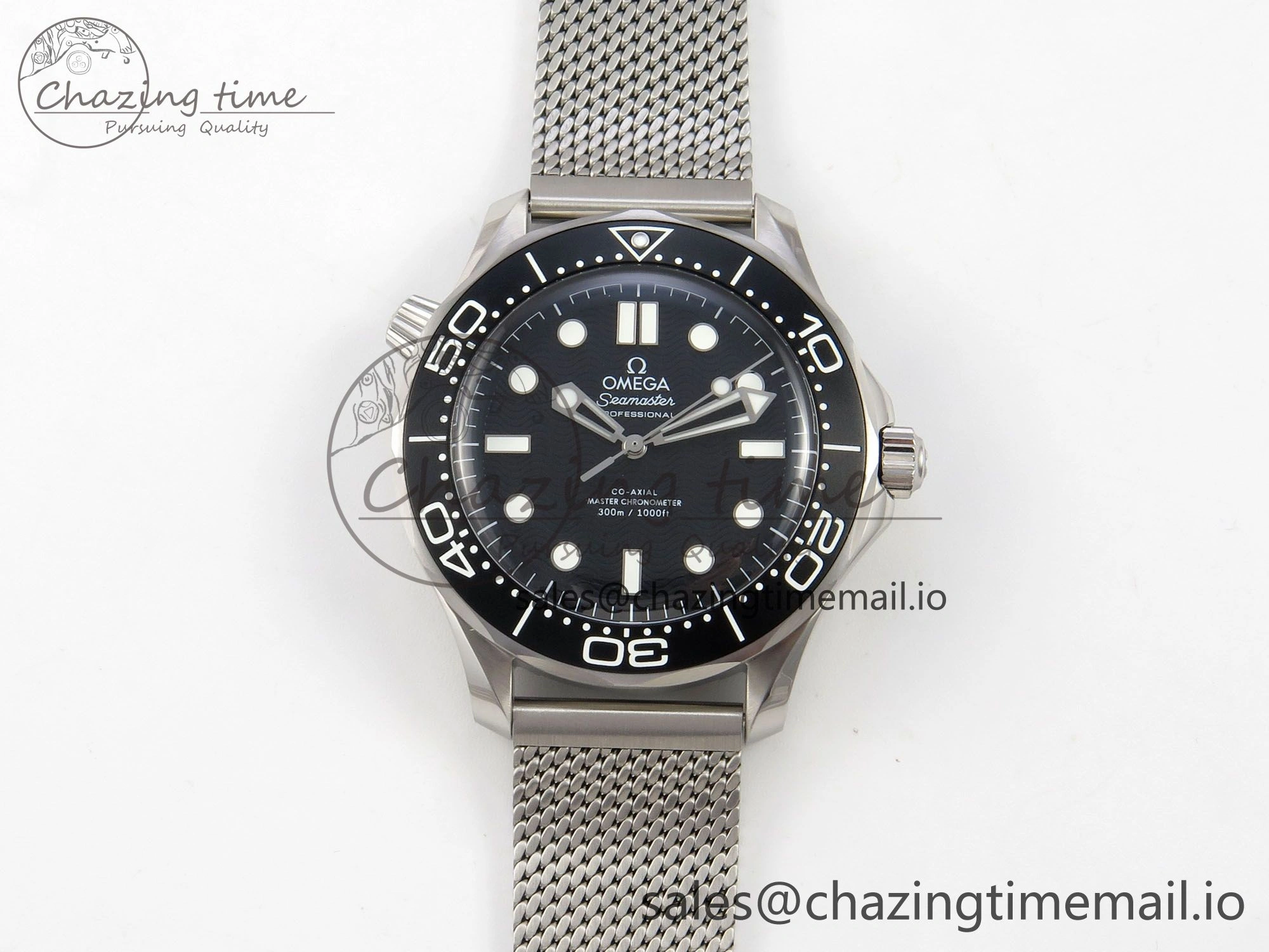 FreshLook Seamaster 300M 42mm SS VSF Best Edition Black Dial On Mesh Bracelet A 7658
