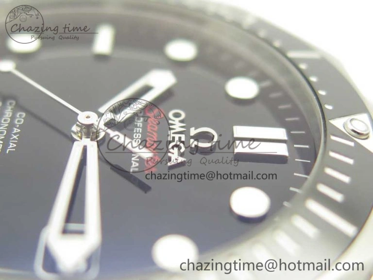 HighQuality Seamaster 300M Chronometer SS Black OMF 1:1 Best Edition on SS Bracelet A2824 (Black Balance Wheel) V 7954