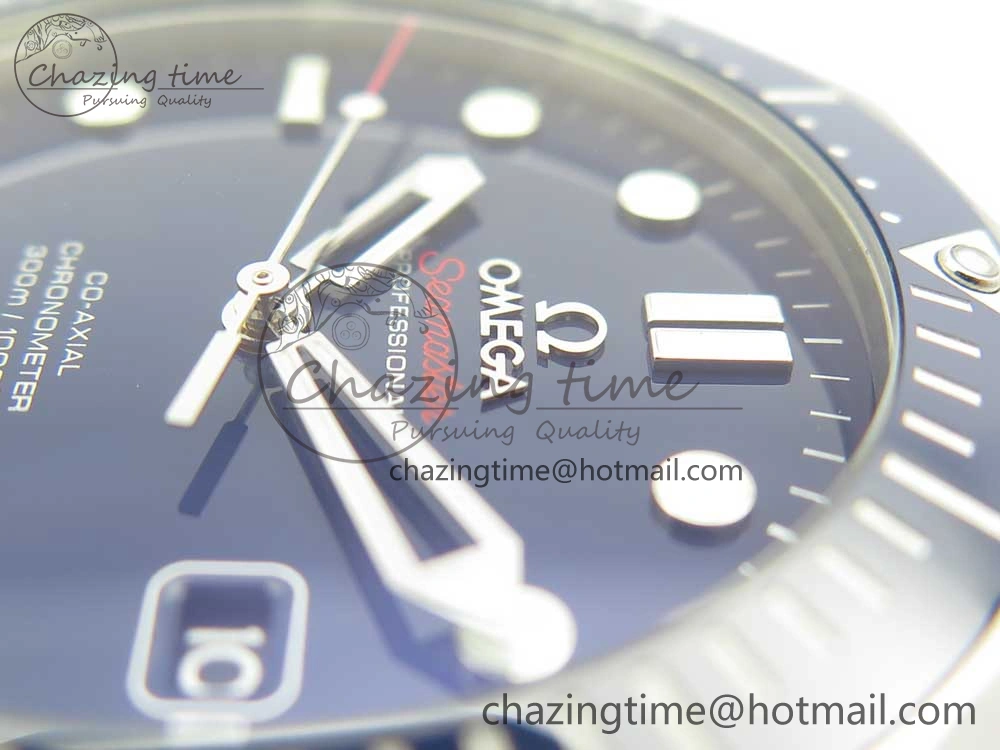 Seamaster 300M Chronometer SS Blue OMF 1:1 Best Edition on SS Bracelet A2824 (Black Balance Wheel) V Functional 7953