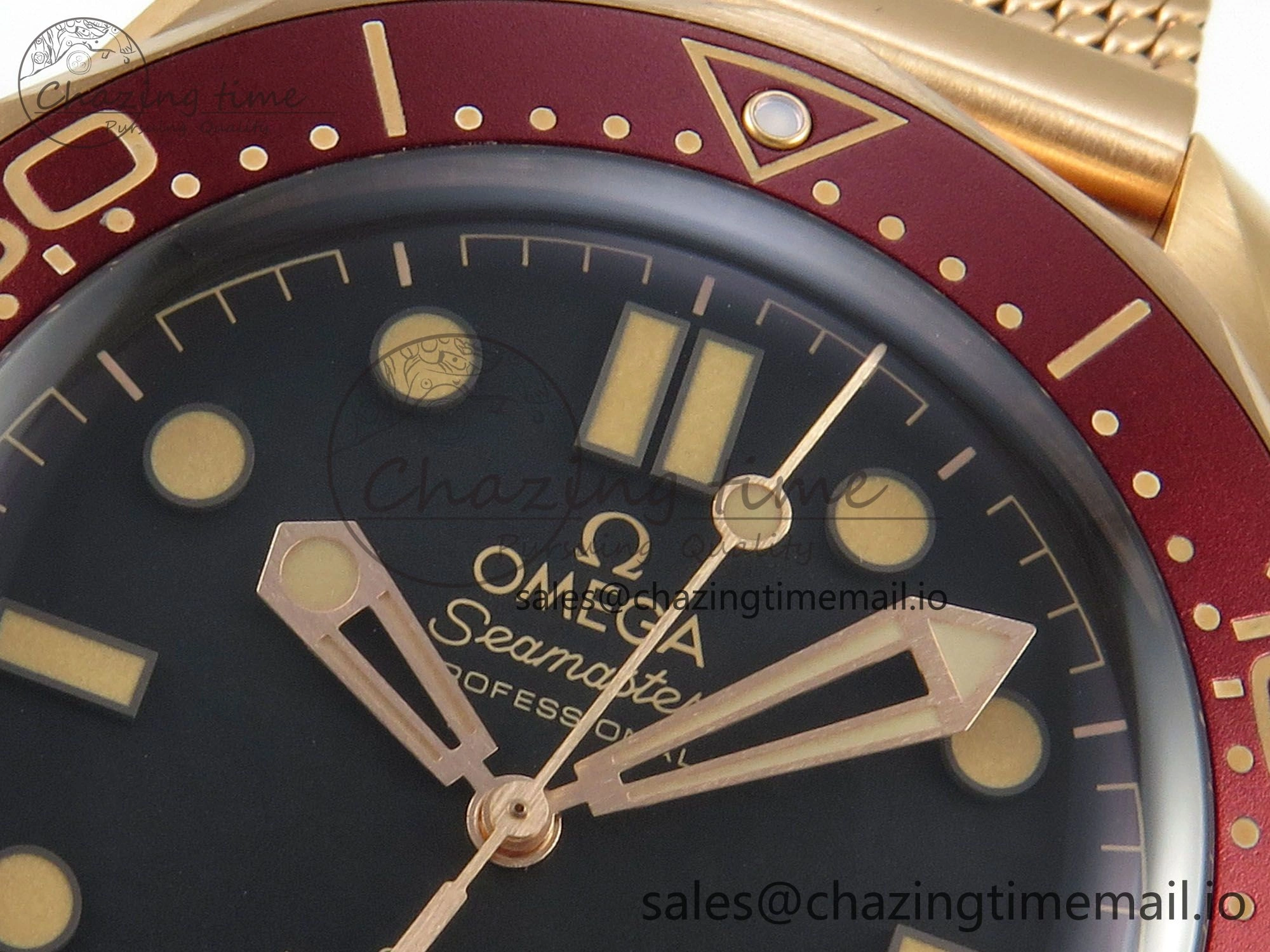 TravelReady Seamaster 300M Diver Rose Gold VSF 1:1 Best Edition Black Dial on Mesh Bracelet A 7662