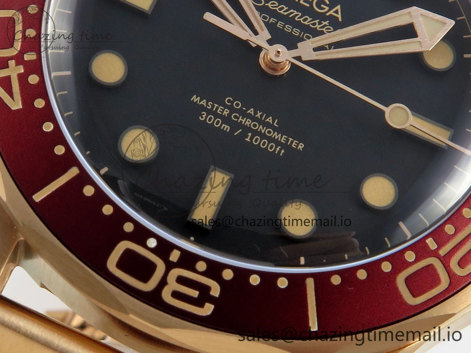 TravelReady Seamaster 300M Diver Rose Gold VSF 1:1 Best Edition Black Dial on Mesh Bracelet A 7662