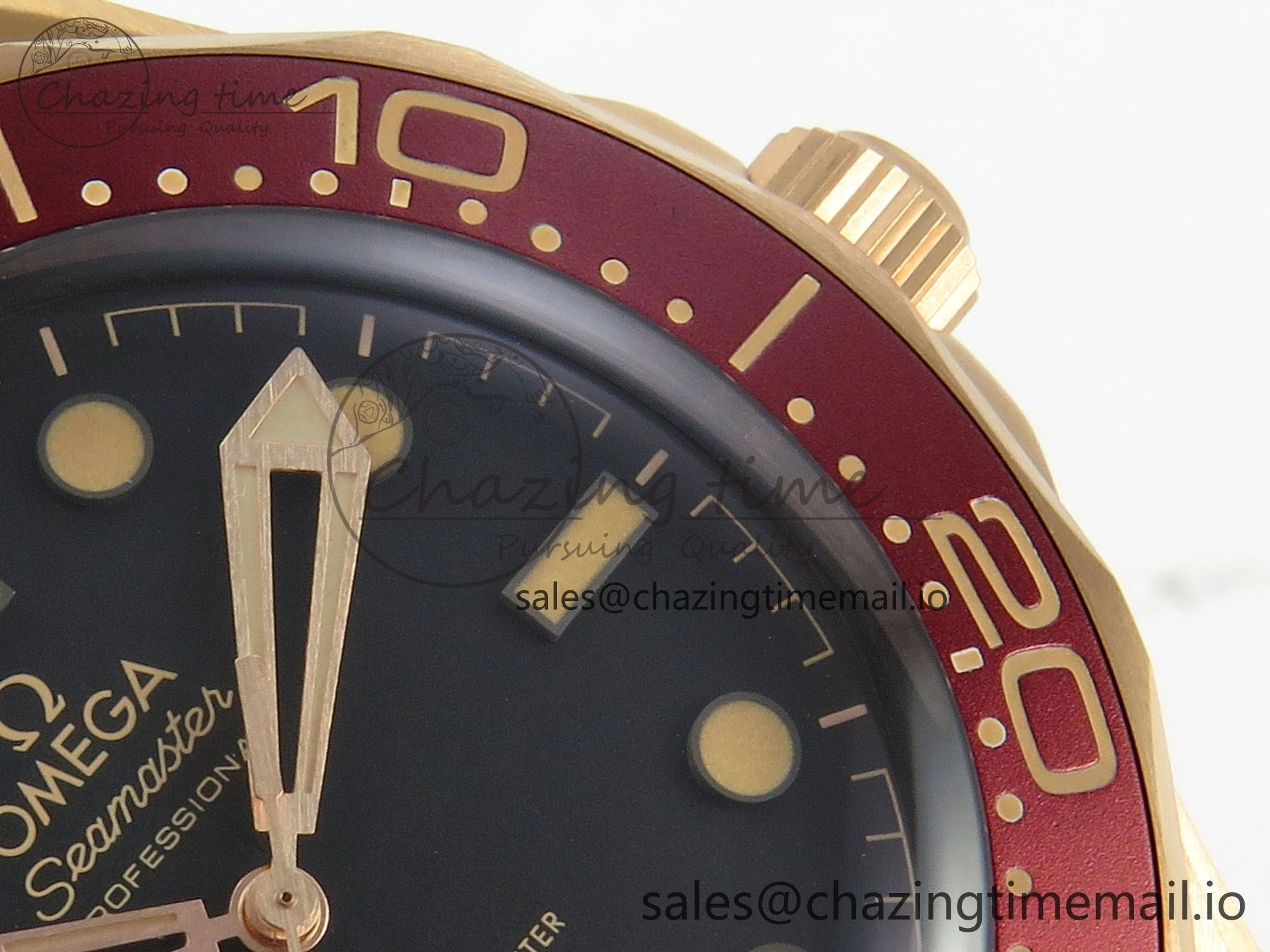 TravelReady Seamaster 300M Diver Rose Gold VSF 1:1 Best Edition Black Dial on Mesh Bracelet A 7662