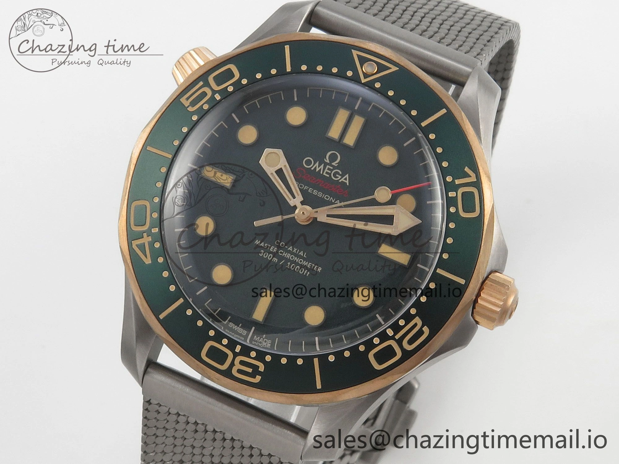 Seamaster 300M Diver Titanium Bronze Gold VSF 1:1 Best Edition Green Dial on Titanium Mesh Bracelet A BestValue 7660