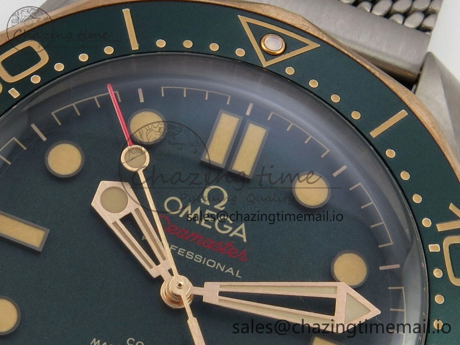 Seamaster 300M Diver Titanium Bronze Gold VSF 1:1 Best Edition Green Dial on Titanium Mesh Bracelet A BestValue 7660