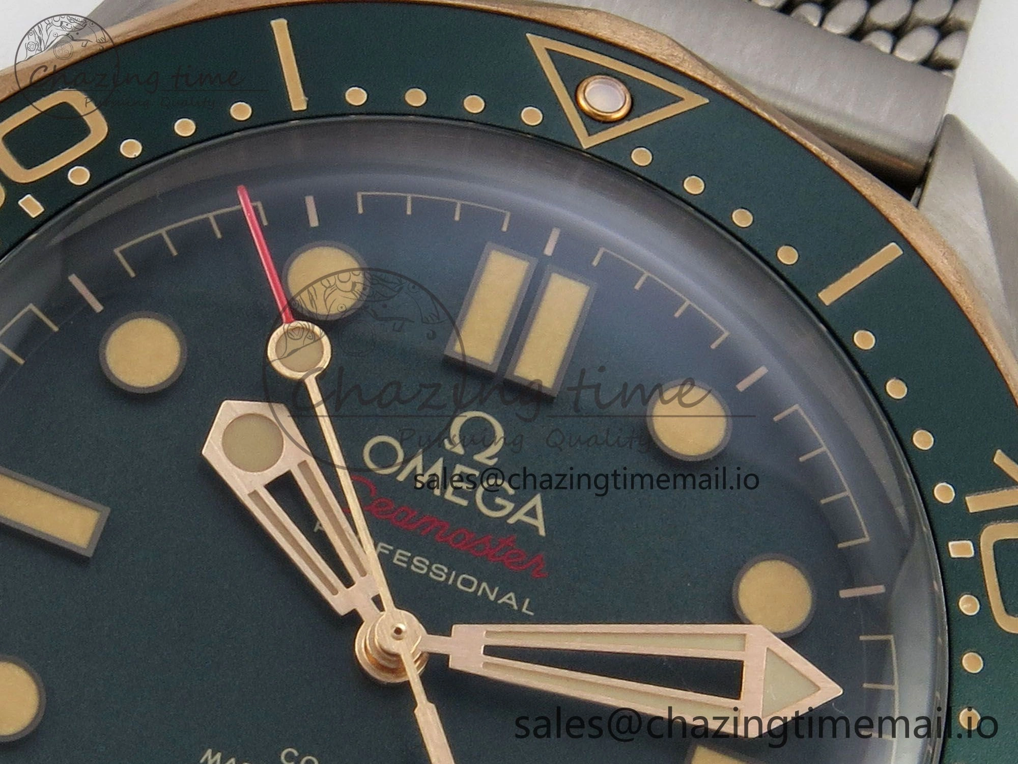 Seamaster 300M Diver Titanium Bronze Gold VSF 1:1 Best Edition Green Dial on Titanium Mesh Bracelet A BestValue 7660