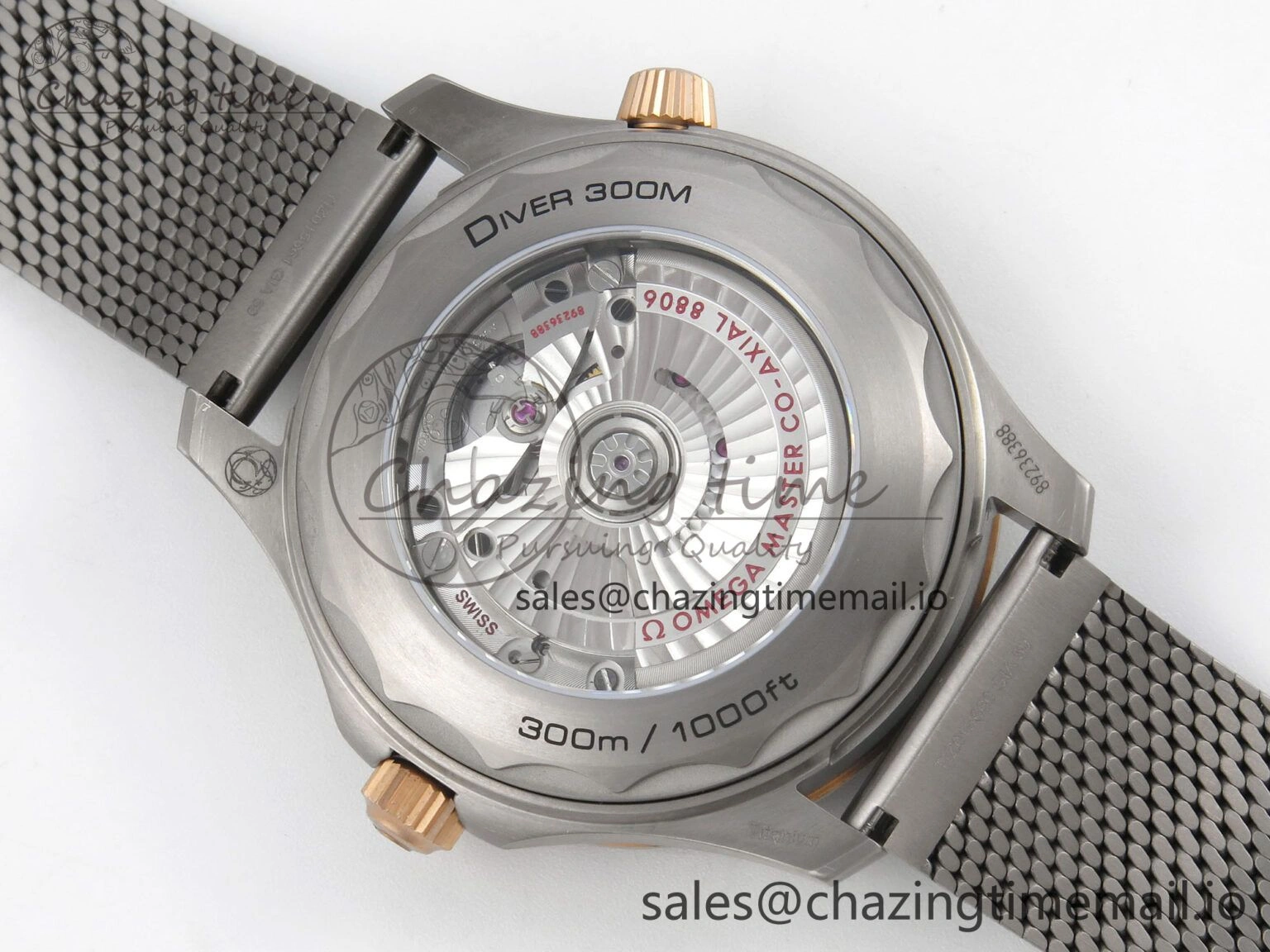 Seamaster 300M Diver Titanium Bronze Gold VSF 1:1 Best Edition Green Dial on Titanium Mesh Bracelet A BestValue 7660